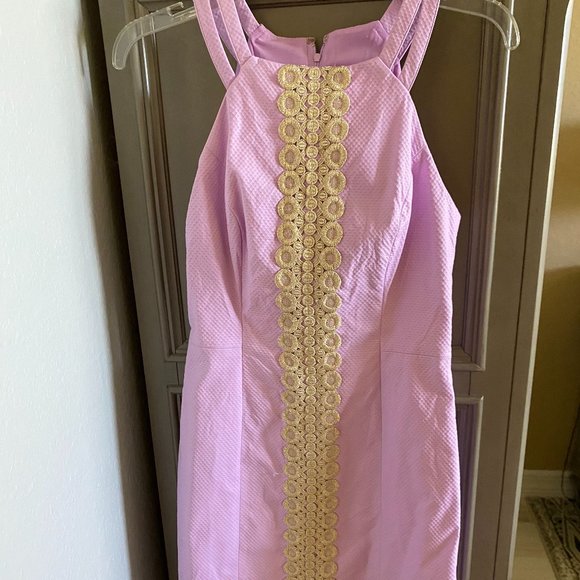 Lavender with Gold Detail Strappy Dress - Picture 1 of 3